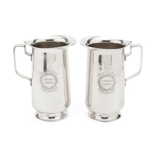 875 - A PAIR OF ELECTROPLATE WATER JUGS, FLORENCE, 1938