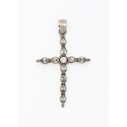 60 - A SILVER AND SWAROVSKI STYLE CROSS