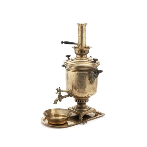 53 - A RUSSIAN BRASS SAMOVAR, WITH IMPERIAL STAMPS, CIRCA 1900