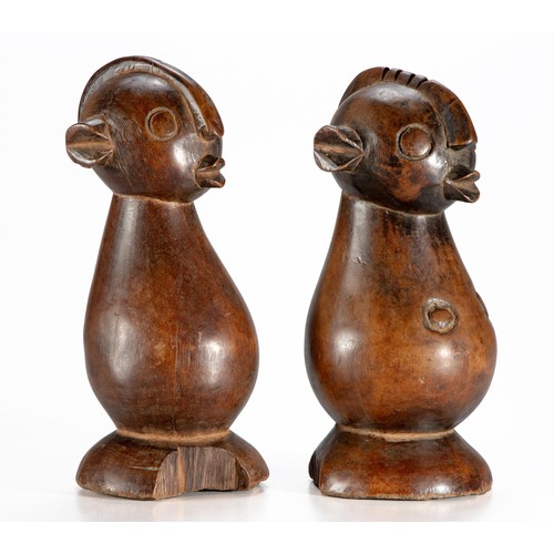 46 - A PAIR OF DECORATIVE WOODEN DOLLS, CAMEROON