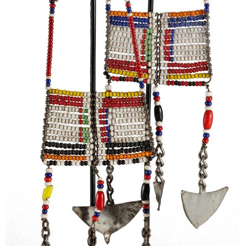 89 - A PAIR OF MASAI BEADED EAR PENDANTS