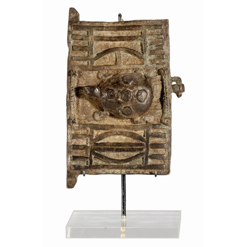 113 - A MINIATURE BENIN-STYLE BRONZE DOOR