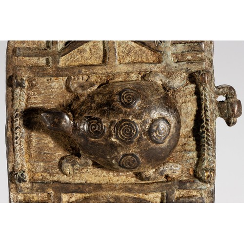 113 - A MINIATURE BENIN-STYLE BRONZE DOOR