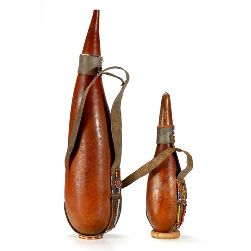 138 - TWO MASAI CALABASH MILK GOURDS, TANZANIA