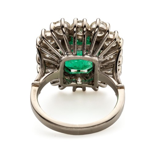  AN EMERALD AND DIAMOND COCKTAIL RING, WEST JEWELLERS, DUBLIN