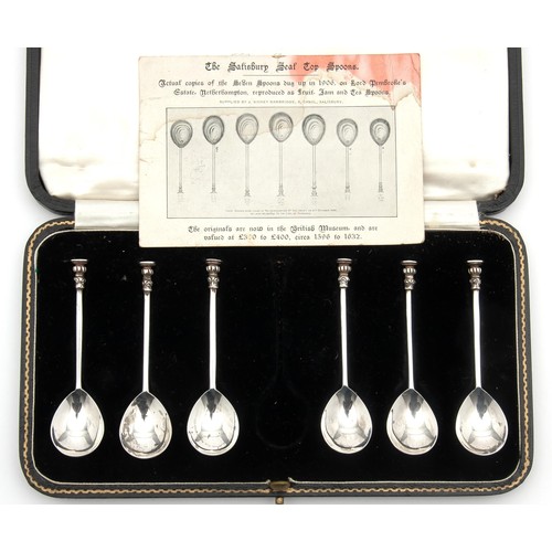 1005 - A CASED SET OF SIX GEORGE V SILVER MOCHA SPOONS, WILLIAM SUCKLING LTD, BIRMINGHAM, 1928