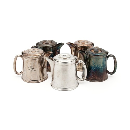 949 - A SET OF MATCHING ELECTROPLATE COFFEE POTS, 20TH CENTURY, LONDON