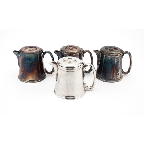 948 - A SET OF MATCHING ELECTROPLATE COFFEE POTS, 20TH CENTURY, LONDON