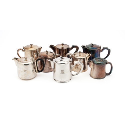 947 - A SET OF MATCHING ELECTROPLATE COFFEE POTS, 20TH CENTURY, LONDON