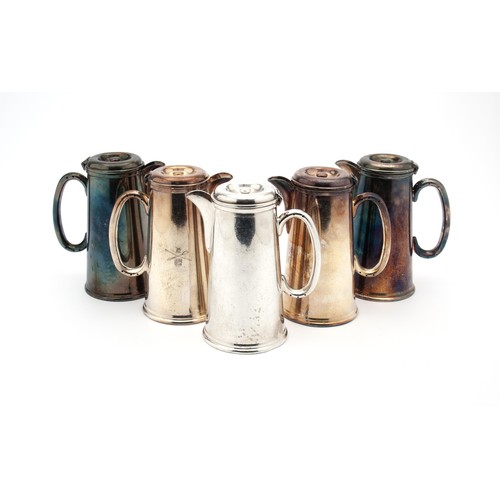 946 - A SET OF MATCHING ELECTROPLATE COFFEE POTS, 20TH CENTURY, LONDON