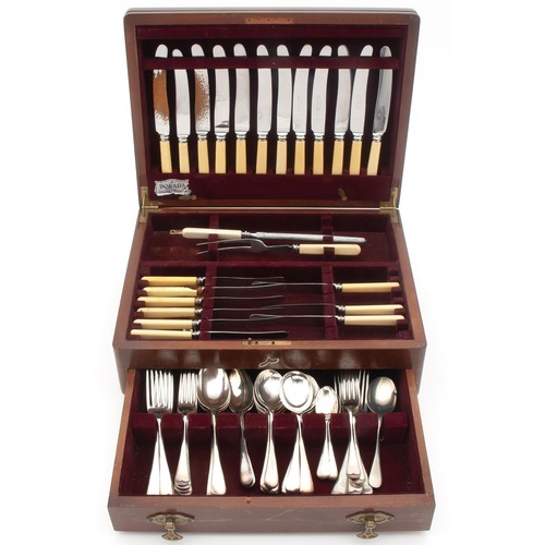 937 - AN ASSEMBLED BONE HANDLED CASED CUTLERY SET