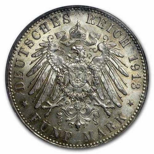 1083 - PRUSSIAN 5 MARK, 1913