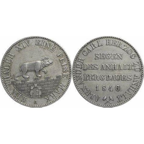 1091 - ANHALT BRENBURG EIN THALER XIV, 1846