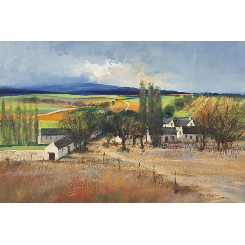 425 - Derric van Rensburg (South African 1952 - ) FARMHOUSE AND FIELDS