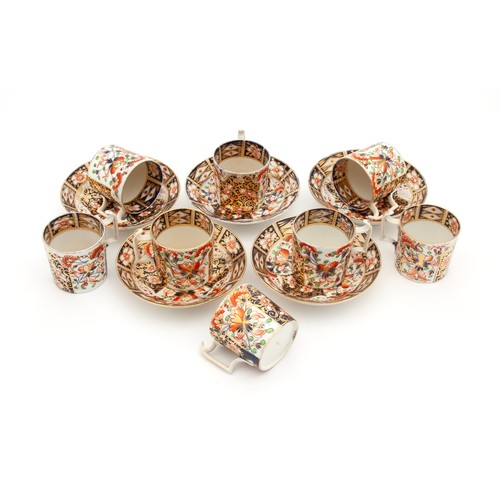 703 - FIVE IMARI DEMITASSE CUPS AND SAUCERS