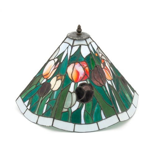 665 - A TIFFANY-STYLE GLASS LAMPSHADE