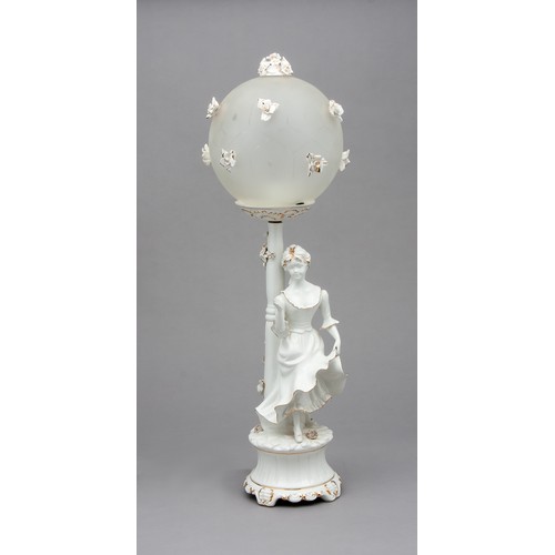 658 - A WHITE PORCELAIN FIGURAL TABLE LAMP