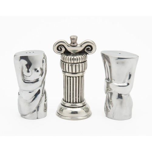 783 - A CARROL BOYES STAINLESS STEEL SALT, PEPPERETTE AND PEPPER MILL