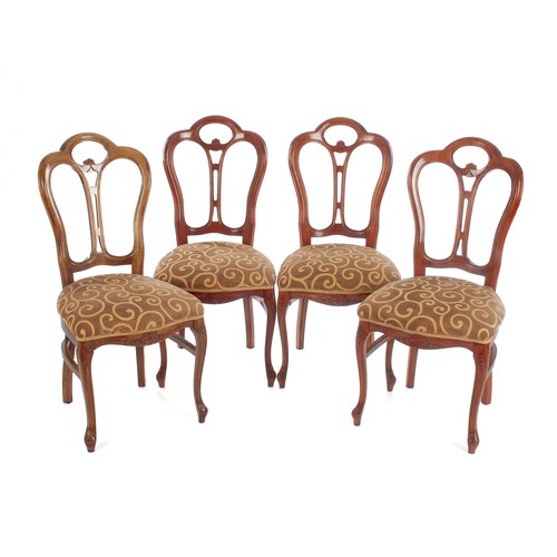 208 - A SET OF EIGHT VICTORIAN STYLE WALNUT DINING CHAIRS