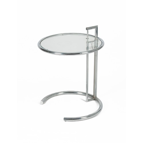 304 - A STAINLESS-STEEL GLASS-TOPPED OCCASIONAL TABLE, AFTER EILEEN GREY