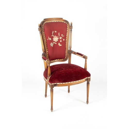 192 - A VICTORIAN FRUITWOOD ARMCHAIR, LATE 19TH CENTURY