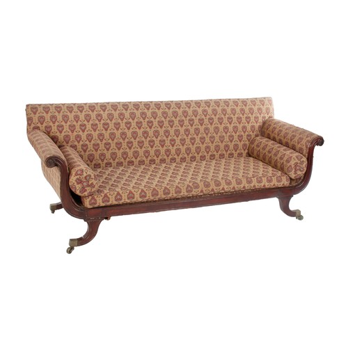 205 - A REGENCY-STYLE MAHOGANY THREE-SEATER SETTEE