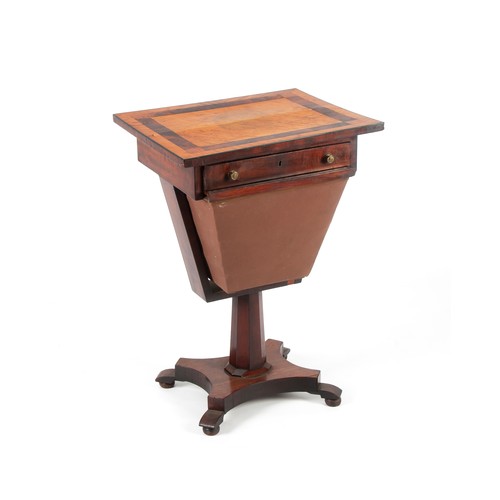 193 - A VICTORIAN BIRDS-EYE MAPLE AND MAHOGANY WORK TABLE