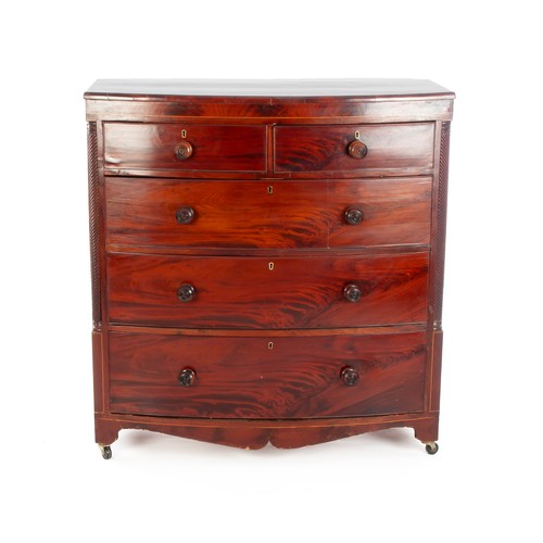 197 - A VICTORIAN MAHOGANY BOW-FRONT CHEST OF DRAWERS