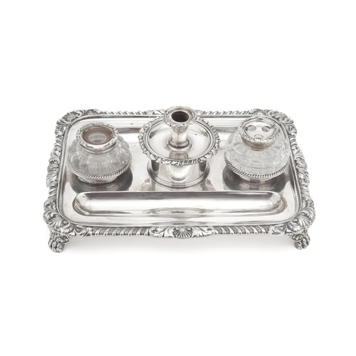 805 - A VICTORIAN ELECTROPLATE INKSTAND