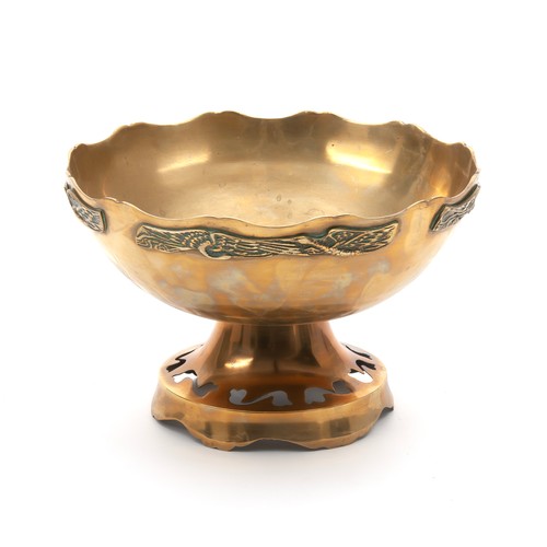 749 - A BRASS PEDESTAL BOWL