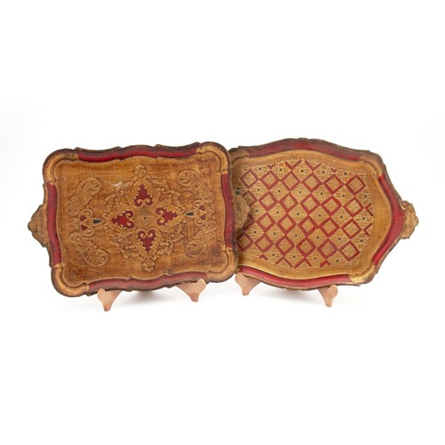 772 - TWO PAINTED WOOD TRAYS