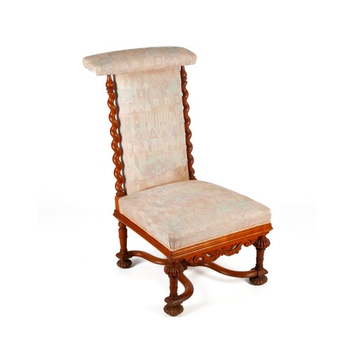 356 - A FRUITWOOD UPHOLSTERED SIDE CHAIR