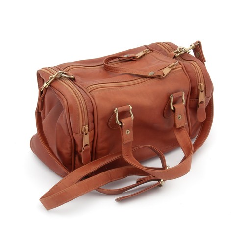 607 - A LADIES BROWN LEATHER SHOULDER BAG