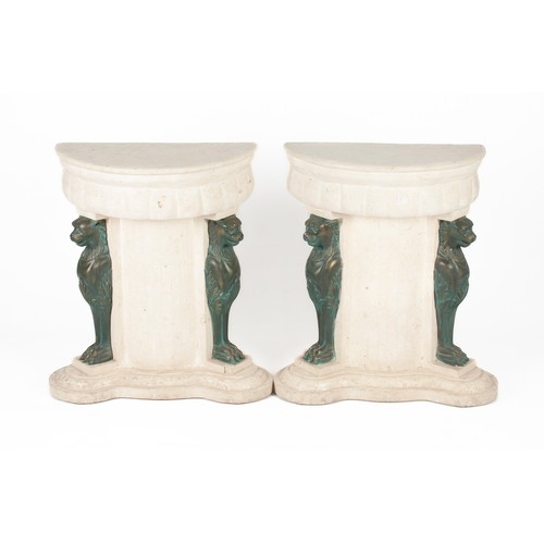 382 - A PAIR OF PAINTED WOOD CONSOLE TABLES