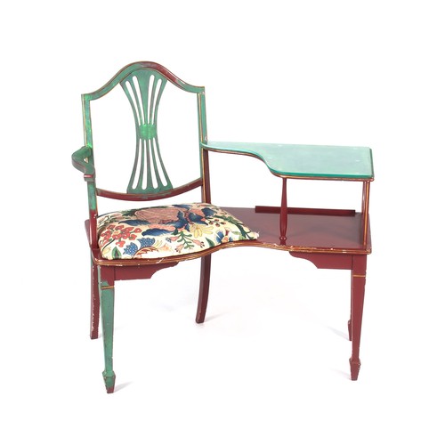 288 - A PAINTED WOOD TELEPHONE BENCH