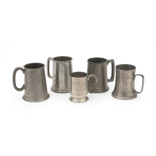 34 - A COLLECTION OF PEWTER BEER MUGS