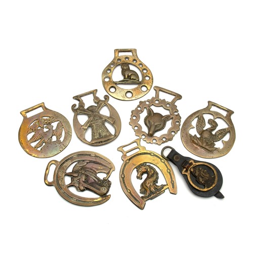 63 - A SET OF HORSE BRASSES AND ONE OTHER