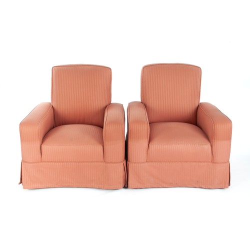 393 - A PAIR OF UPHOLSTERED EASY CHAIRS