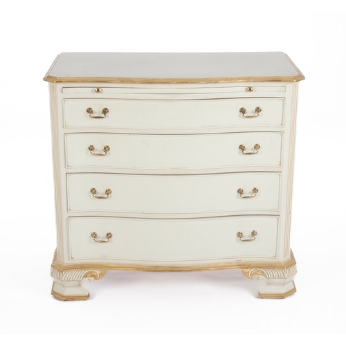 281 - A WHITE PAINTED AND GILT CHEST OF DRAWERS, MODERN