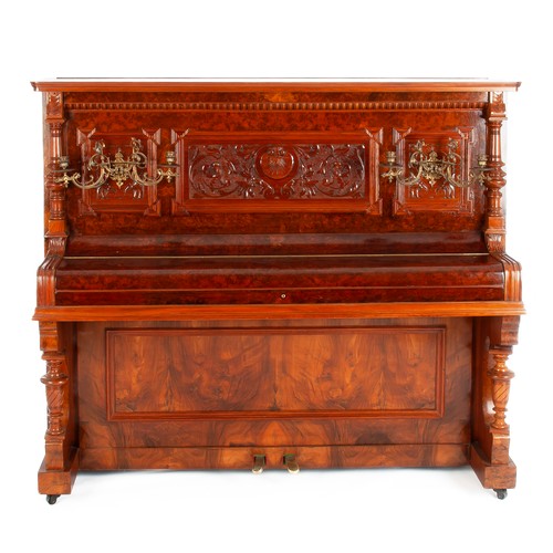 217 - A GERMAN WALNUT UPRIGHT PIANO, BOGS & VOIGT, BERLIN