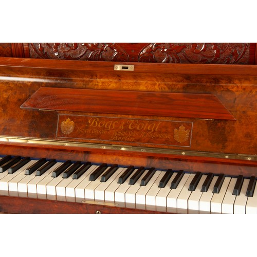 217 - A GERMAN WALNUT UPRIGHT PIANO, BOGS & VOIGT, BERLIN