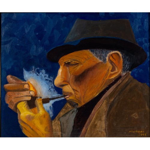 487 - In the Style of Nicolaas Maritz (South African 1959 - ) MAN LIGHTING A PIPE