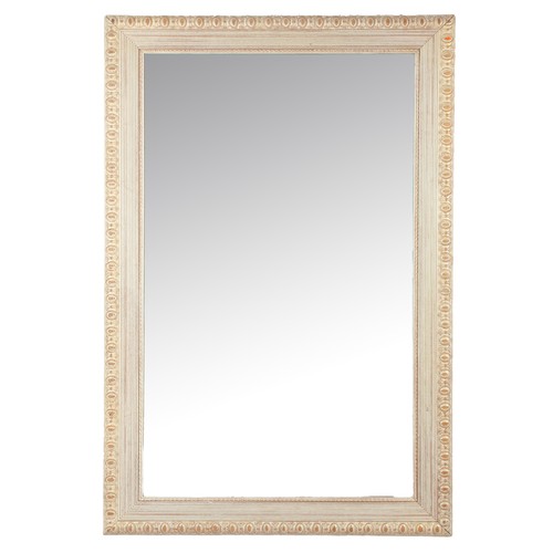 186 - A CREAM-PAINTED RECTANGULAR WALL MIRROR