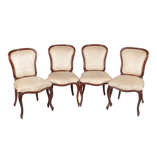 172 - A SET OF FOUR VICTORIAN-STYLE WALNUT SIDE CHAIRS