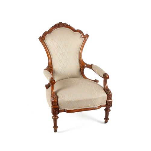 171 - A VICTORIAN-STYLE WALNUT ARMCHAIR