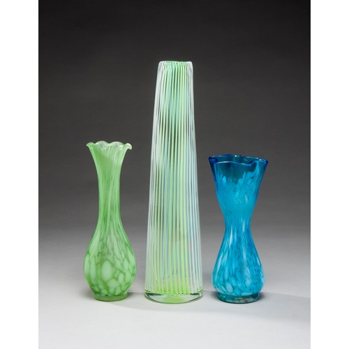 680 - THREE GLASS BUD VASES