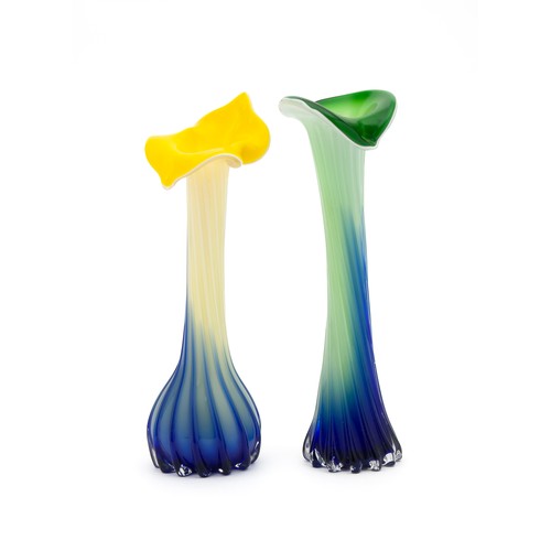 676 - TWO TRUMPET VASES