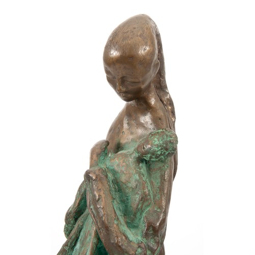 741 - A BRONZE FIGURE OF A WOMAN HOLDING HER CHILD