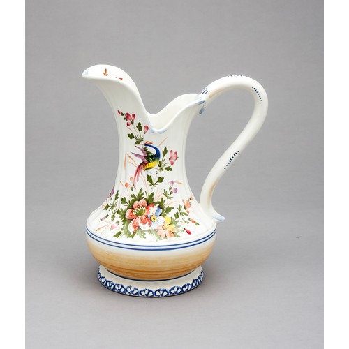 777 - A PAINTED FLORAL PITCHER