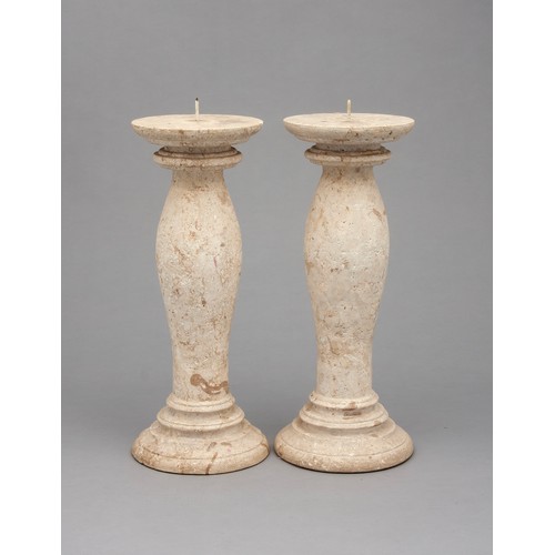 732 - A PAIR OF CERAMIC PRICKET CANDLE STICKS